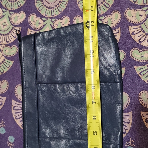 Vintage Navy Leather Clutch Hand Bag - Picture 4 of 5